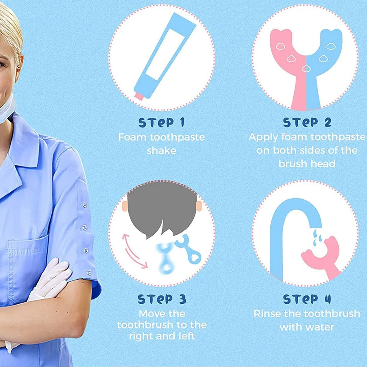 U-Shaped Toothbrush for Kids Manual Whitening Toothbrush Silicone Brush Head for Kids Children Infant Toothbrush For 2-6 Years